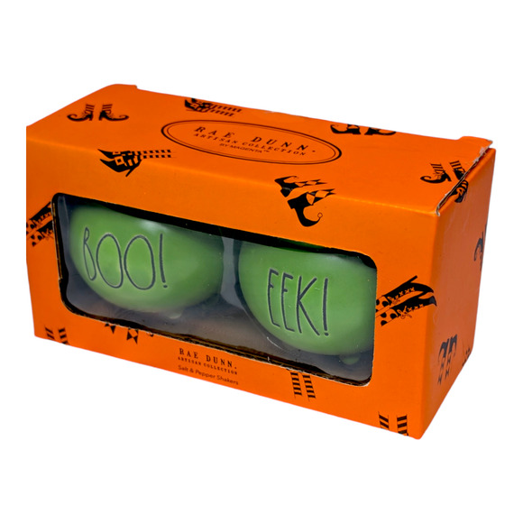 Rae Dunn Artisan Collection Halloween EEK! BOO! Salt & Pepper Shakers - New - Picture 3 of 4